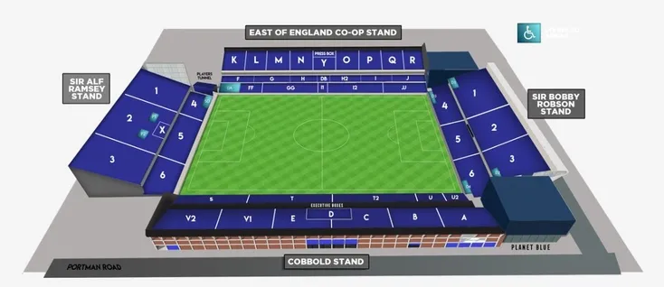 Bản đồ chỗ ngồi sân vận động Portman Road