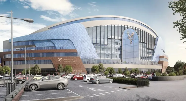 Phối cảnh dự án nâng cấp khán đài chính Selhurst Park, hướng tới sức chứa lớn hơn cho Crystal Palace