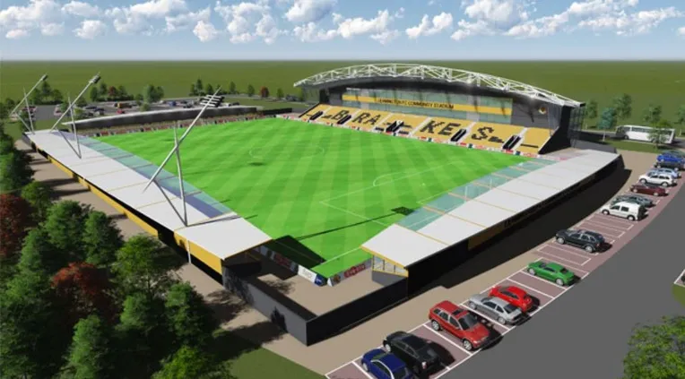 Phối cảnh dự án sân vận động mới tại Europa Way của Leamington FC
