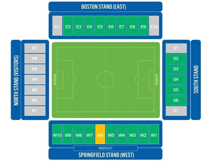 Sơ đồ bố trí chỗ ngồi các khán đài tại sân vận động Brick Community Stadium