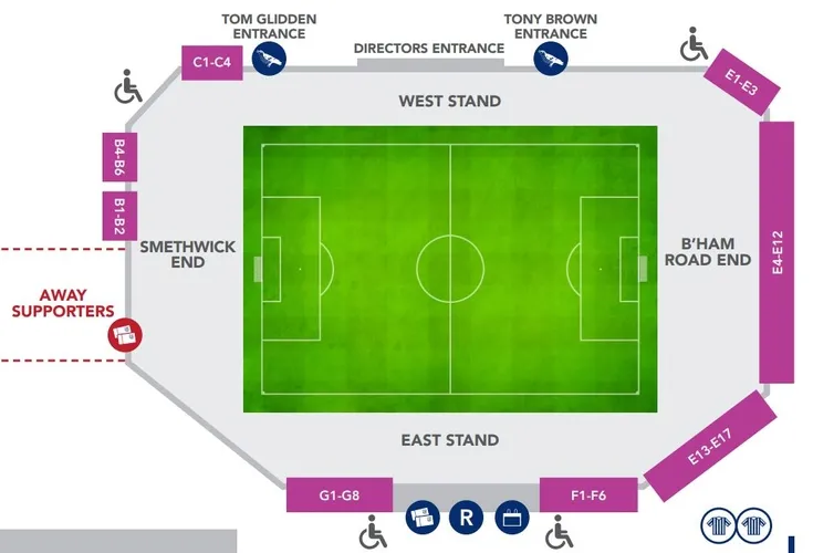 Sơ đồ chỗ ngồi sân The Hawthorns, hướng dẫn vị trí các khán đài của West Brom