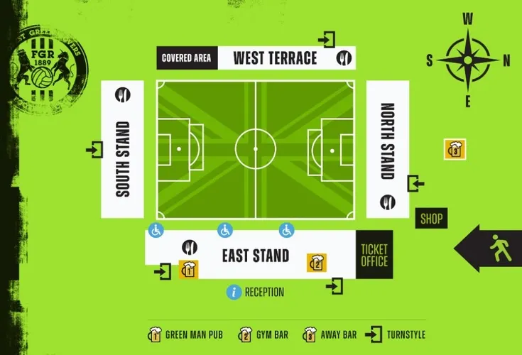 Sơ đồ chỗ ngồi sân vận động The New Lawn của Forest Green Rovers