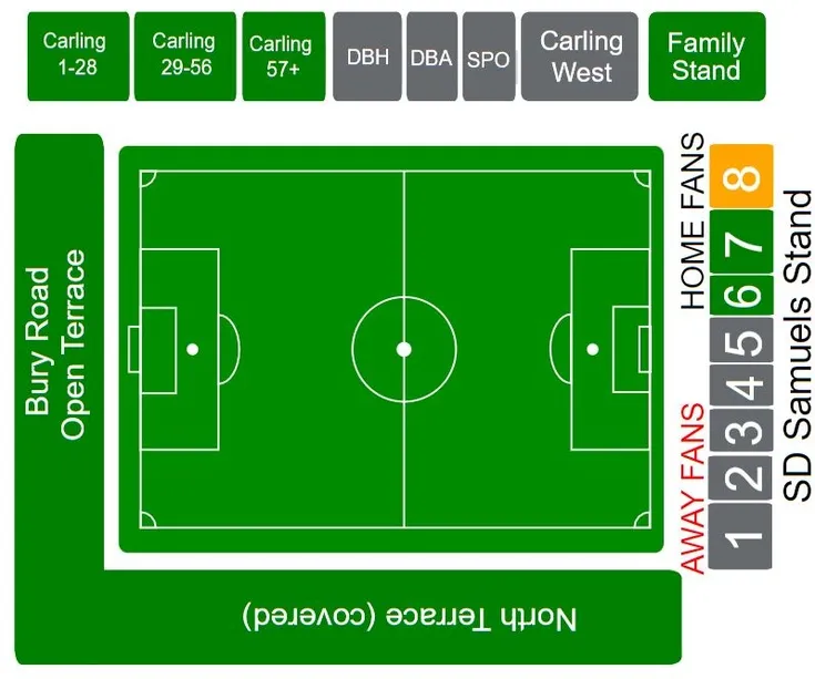 Sơ đồ chỗ ngồi sân Victoria Road, hướng dẫn vị trí các khán đài của Dagenham &amp; Redbridge.