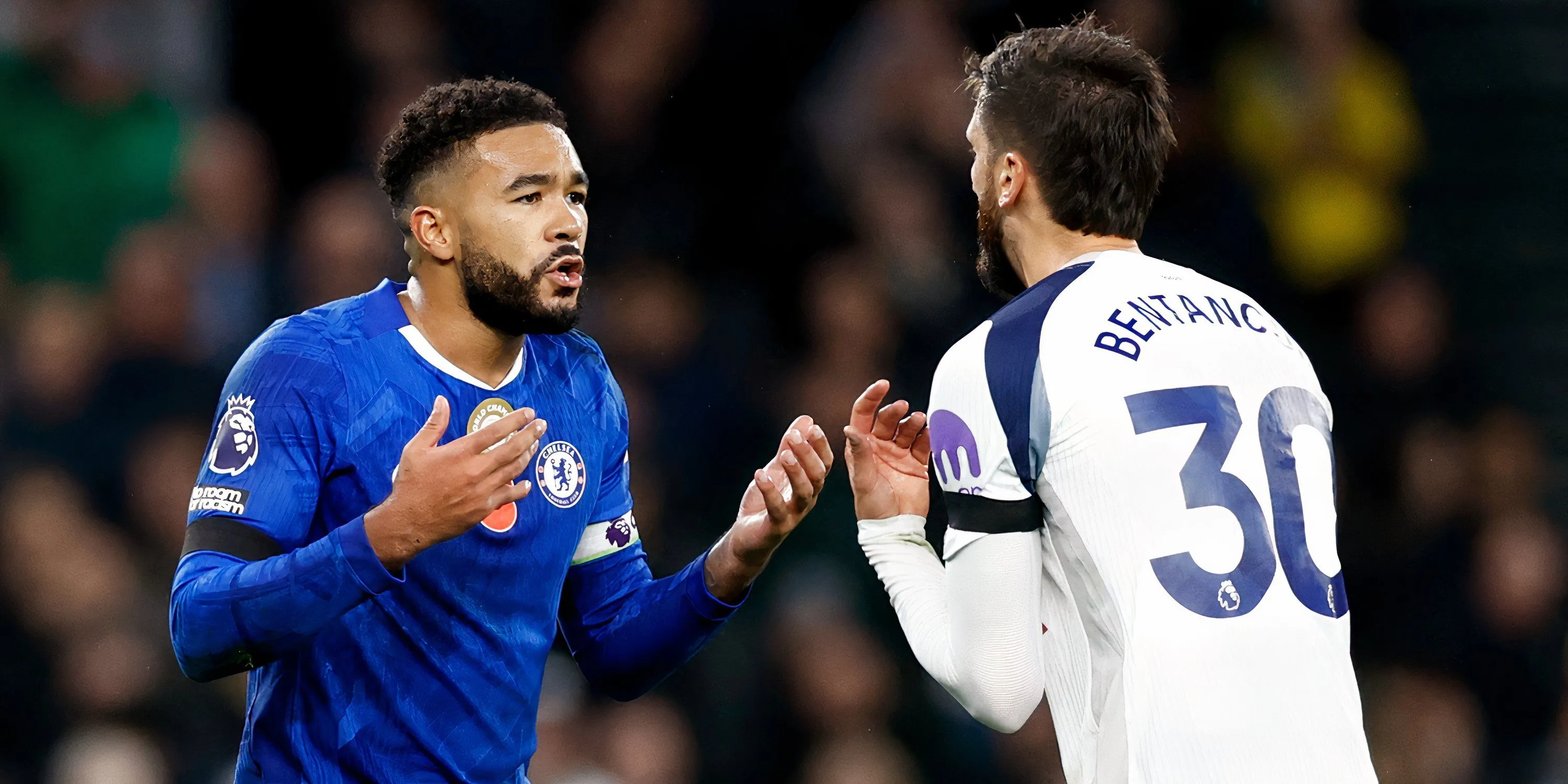 Reece James và Rodrigo Bentancur trong trận đấu